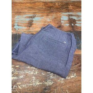 Tommy Hilfiger Woman Plus Blue Linen Wide Leg Pants Size 14